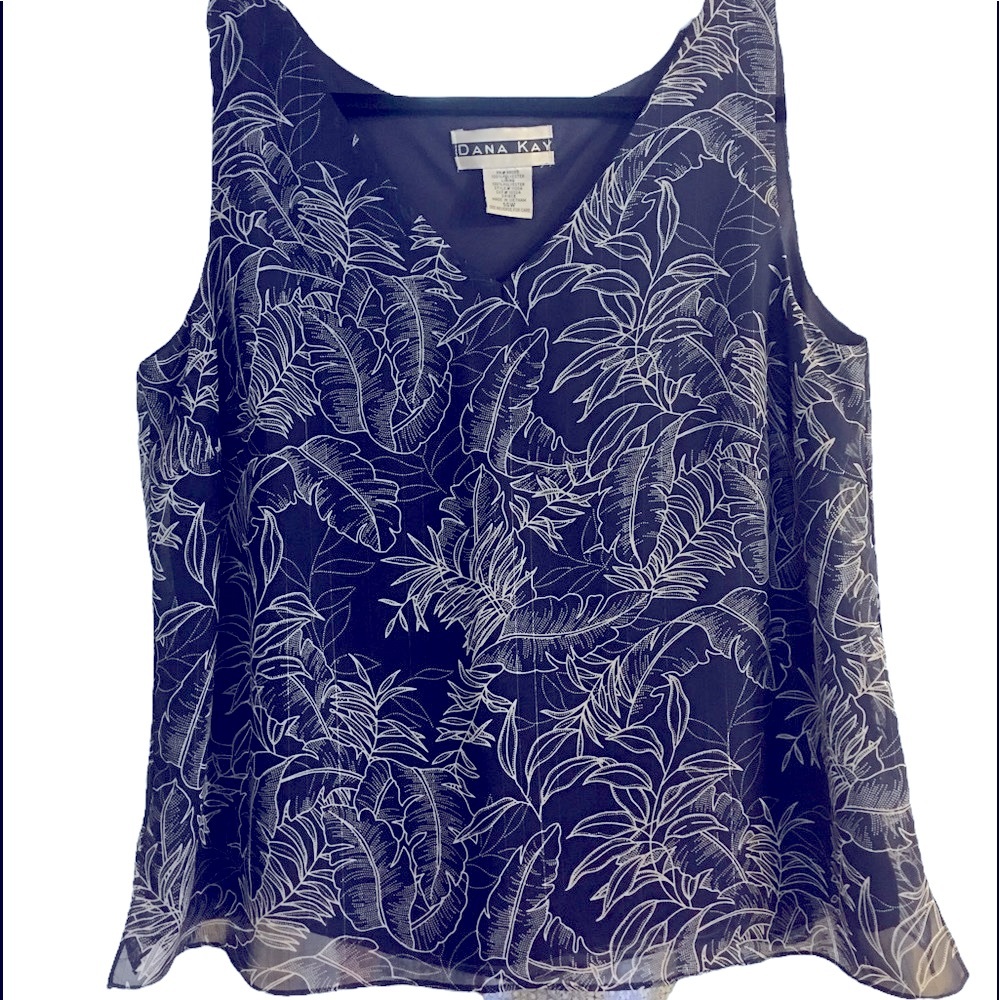 Navy blue & White Blouse 14w